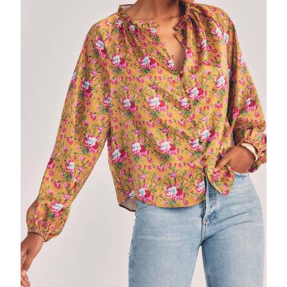 NEW LOVESHACKFANCY manchester blouse in ruby goldmine - Picture 1 of 4